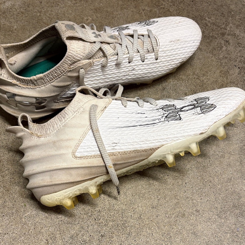 White and Tan Football Cleats